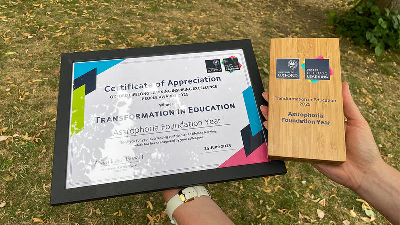 Astrophoria Foundation Year OLLIEs 2025 certificate and award