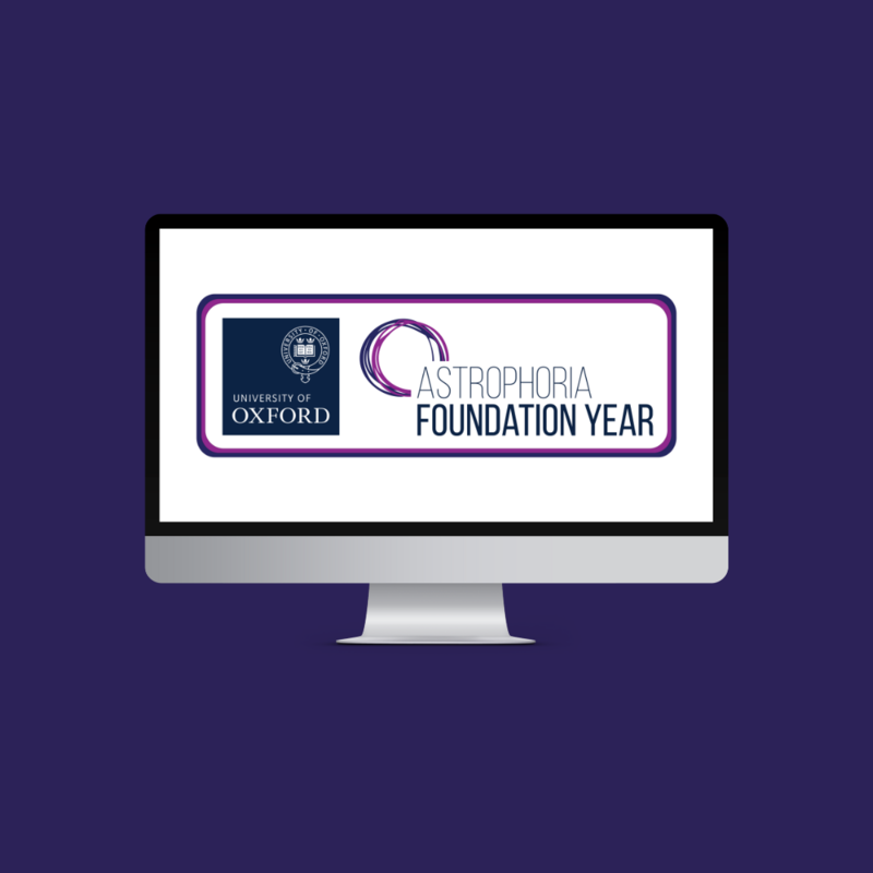 Computer screen displaying the Astrophoria Foundation Year logo