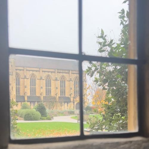 A view of the College Chapel from the main building at Mansfield