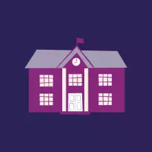 Cartoon of a school building