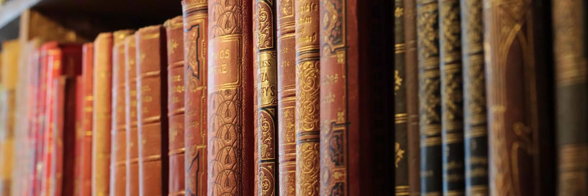 Old books on a book shelf